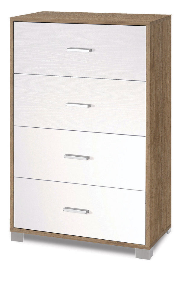 Cassettiera 4 Cassetti 70x112x41 cm Noce Stelvio/Bianco Fiammato sconto