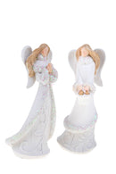 Set 4 Statuine Angeli con Glitter 16,5 cm in Resina