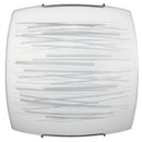 Plafoniera 2xE27 Ganci Cromo Vetro Lastra Bianco Decorato Righe Orizzontali E-Energy Manuela