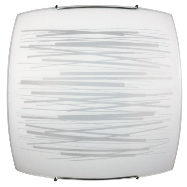 Plafoniera 1xE27 Ganci Cromo Vetro Lastra Bianco Decorato Righe Orizzontali E-Energy Manuela sconto