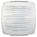 Plafoniera 2xE27 Ganci Cromo Vetro Lastra Bianco Decorato Righe Orizzontali E-Energy Manuela
