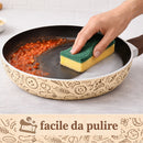 Set 3 Padelle Pastella 20-24-28 cm Antiaderente Manico Soft Touch Made in Italy Beige      