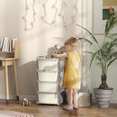 Cassettiera per Cameretta 4 Cassetti 37x37x76 cm in Plastica Crema   