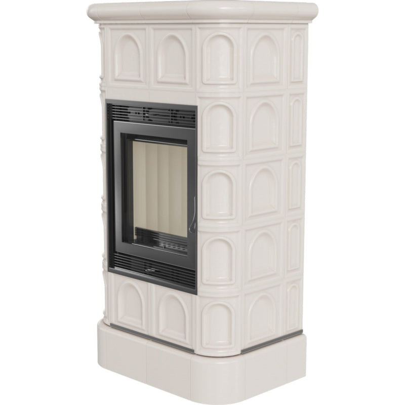 Stufa a Legna 136.5x71.5x59.8cm Flig Raleigh Crema con Piastrelle Crema