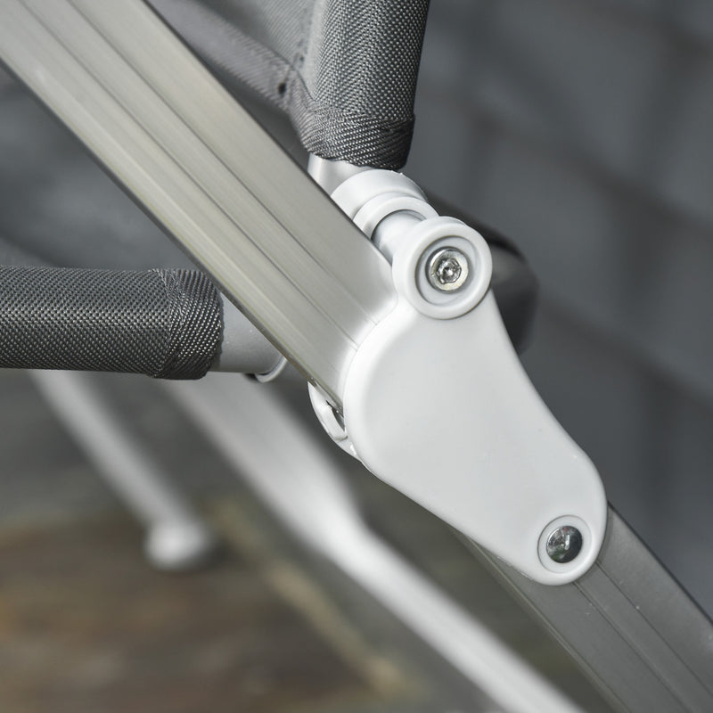 Sedia da Pesca Pieghevole con Schienale Regolabile 75x61,5x76-115 cm in Alluminio e Poliestere Grigio   