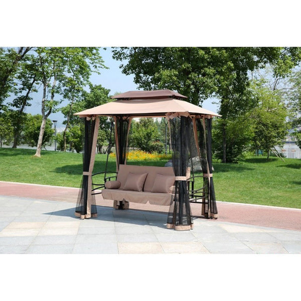 prezzo Dondolo 3 Posti Ribaltabile Struttura in Acciaio con Zanzariera per Arredo Giardino Esterno