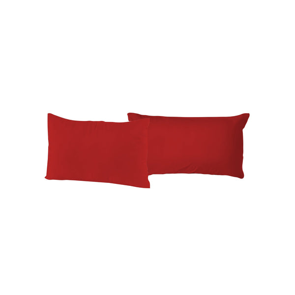 sconto Coppia di Federe 52x82 cm in Cotone Tinta Unita Rosso