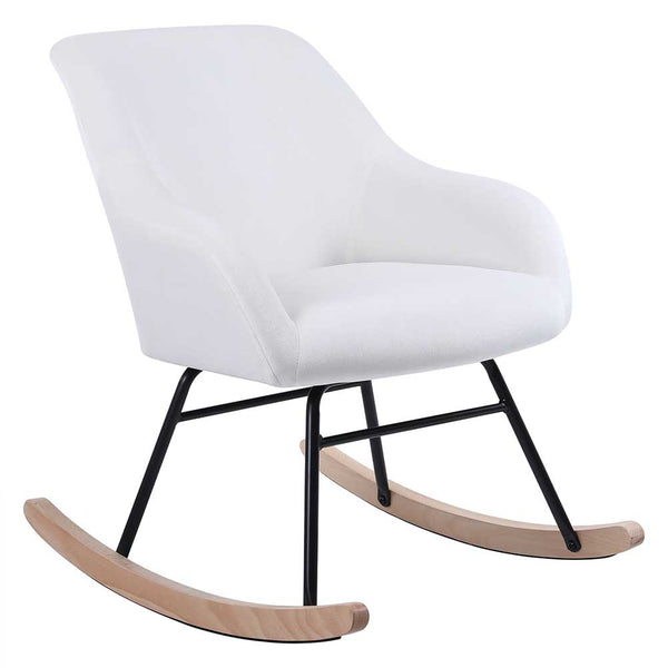 Poltrona Sedia Dondolo Relax Tessuto e Metallo Imbottita Design Moderno Crema online