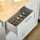 Carrello Isola da Cucina 2 Cassetti e Armadietto Piano in Legno 104x46x91 cm Grigio  