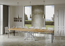 Tavolo Allungabile 140-400x90x77 cm Volantis Premium Quercia Natura Telaio Bianco 