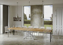 Tavolo Allungabile 120-380x90x77 cm Volantis Premium Quercia Natura Telaio Bianco 