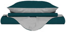 Copripiumino con Sacco e Federe Doubleface Verde Petrolio\/Grigio Chiaro