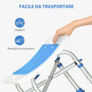 Sgabello per Doccia Bagno 42,5x27x44-51,5 cm Piedini Antiscivolo a Ventosa in Alluminio Blu e Bianco