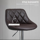 Set 2 Sgabelli da Bar 51,5x48x83-104 cm in Similpelle Marrone