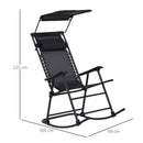 Sedia a Dondolo da Giardino Esterno con Baldacchino Nero 105x64x125 cm 