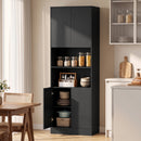 Dispensa Cucina 60x30x170 cm con Contenitore e Mensola Regolabile in Pannello Truciolare Effetto Legno Nero      