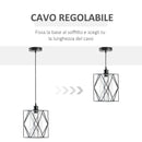 Lampadario Stile Geometrico 16x16x120 cm E27 in Metallo Nero