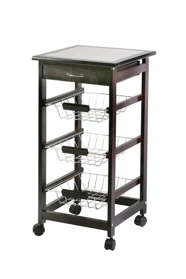 online Carrello da Cucina in Legno Wengè 3 Cestelli Tosini A308-28W