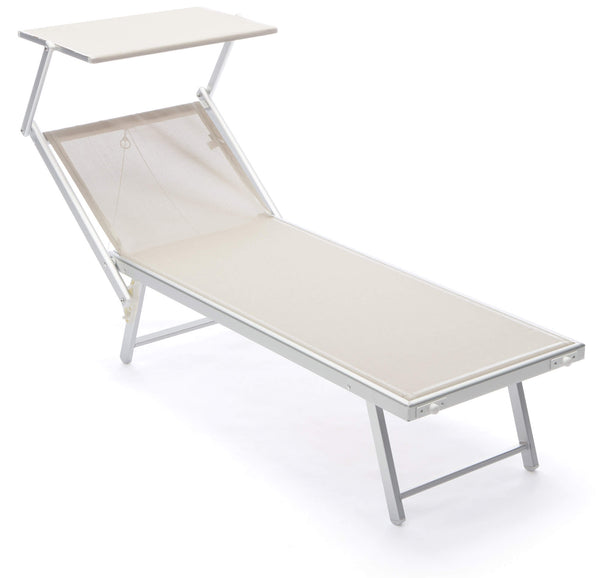 acquista Lettino Prendisole da Giardino 183/190x61x38 cm in Alluminio e Textilene Beige