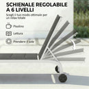 Lettino Prendisole da Giardino 62x165x94 cm con Ruote in Texteline con Telaio in Alluminio Grigio Scuro e Bianco      