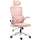 Sedia Ergonomica da Ufficio Girevole 60x59x114-122 cm con Poggiatesta Rimovibile in Tessuto a Rete Rosa