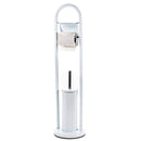 Portarotolo con Portascopino per Bagno in Metallo con Spazzolone 20x80cm Bianco