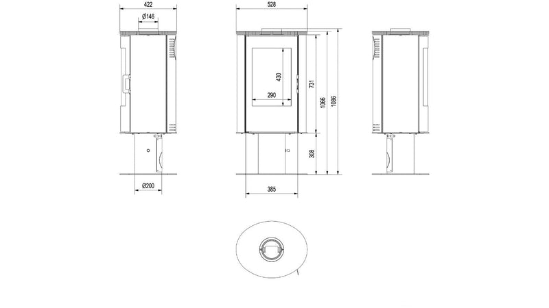 Stufa a Legna 52,8x108,6x42,2cm Flig Westfield Bianca con Piastrelle Bianche