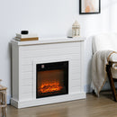 Camino Elettrico da Pavimento 1800W Effetto Fiamma e Telecomando 96,5x22x81,7 cm Bianco