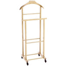 Indossatore in legno 43x33x105 cm faggio 2 montanti 4 ruote Marrone chiaro