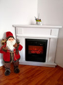 Camino Elettrico da Pavimento ad Angolo 100x100x50 cm Effetto Fiamma 2000W Marina & Cristina Bianco