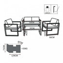 Set Salotto da Giardino Divano 2 Poltrone e Tavolino con Cuscini in Alluminio Bianco
