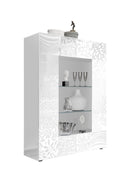 Credenza Mobile Soggiorno con Vetrina 2 Ante in Melaminico 120x42x166cm TFT Blossom Bianca