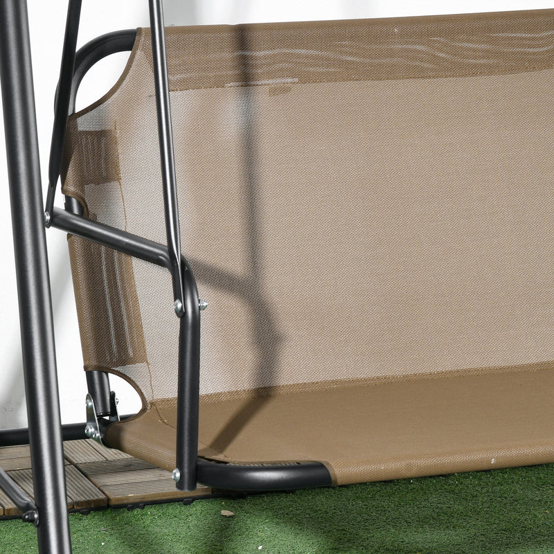 Dondolo da Giardino 3 Posti 172x110x153 cm con Copertura Regolabile in Acciaio e Poliestere Marrone e Grigio  