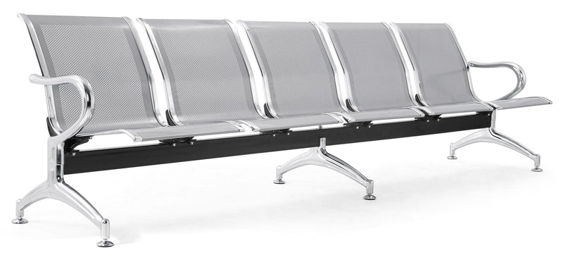 Panca per Sala Attesa 5 Posti in Acciaio da Ufficio Tosini Grigia