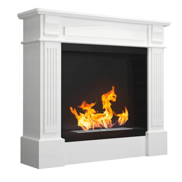 Camino a Bioetanolo da Pavimento 113x30x100 cm in Legno Bianco prezzo