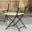 Set Tavolino e 2 Sedie Pieghevoli da Giardino  in Acciaio e Rattan Giallo e Nero