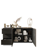 Madia Design Moderno 2 Ante 3 Cassetti Venus 181x44x84 cm Titanio E Rovere Cadiz