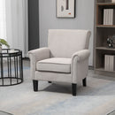 Poltrona d'Arredo in Stile Nordico con Braccioli 79x78x87 cm in Legno e Poliestere Grigio e Marrone
