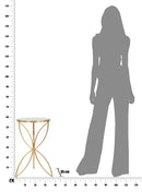 Tavolinetto Butterfly Ø35x60 cm in Ferro e Specchio Oro e Argento