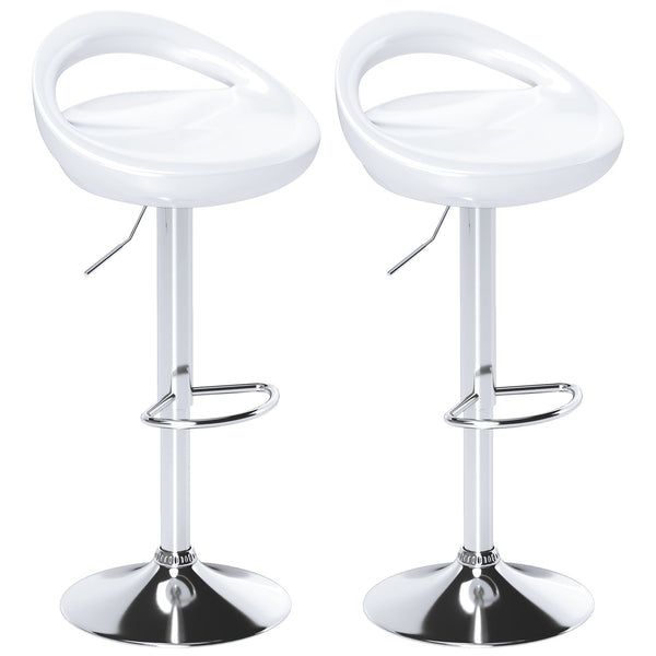 Set 2 Sgabelli da Bar Altezza Regolabile Seduta in ABS Bianco prezzo