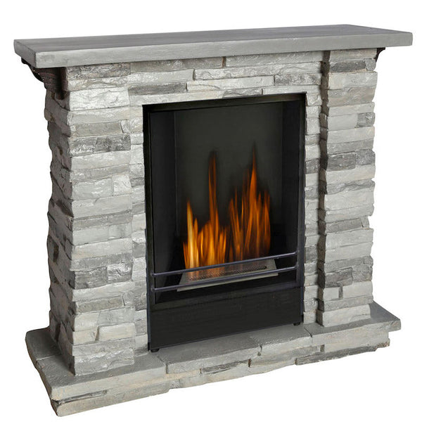 prezzo Camino a Bioetanolo da Pavimento 90x30x80 cm Tigullio Effetto Pietra Grigia