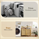Mobile Bagno a Doghe con Cesti Portabiancheria 82x33x88 cm Capienza 41L in Bambù e Poliestere Crema  