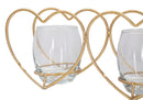 Portacandele Heart 27,5x9,5x12,5 cm in Ferro e Vetro Oro