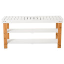 Panca Scarpiera 2 Ripiani in Legno e MDF 90x29x45 cm  Bianca