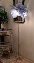 Lampada da Terra Palm Grigia Ø55x160 cm in Ferro e Plastica Oro e Grigio      