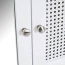 Mobile a Muro da Bagno Pensile con Griglia e Specchio Legno Bianco 56x13x58H cm