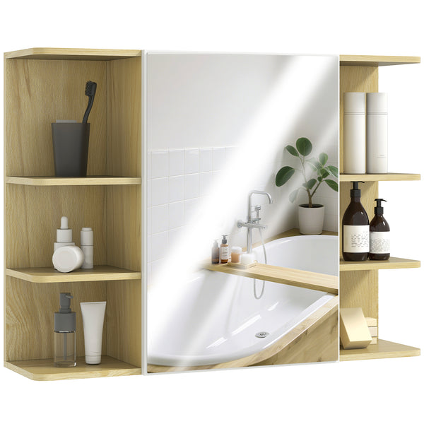 Specchio da Bagno 80x20x59 cm con Armadietto e Ripiani a Giorno Rivestimento in Melamina Color Legno online
