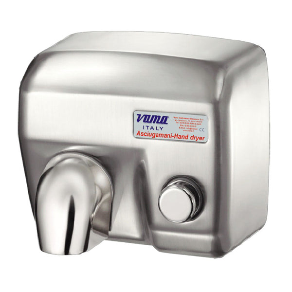 acquista Asciugamani Elettrico Antivandalo con Pulsante 2400W Vama Ariel SP Acciaio Inox Satinato