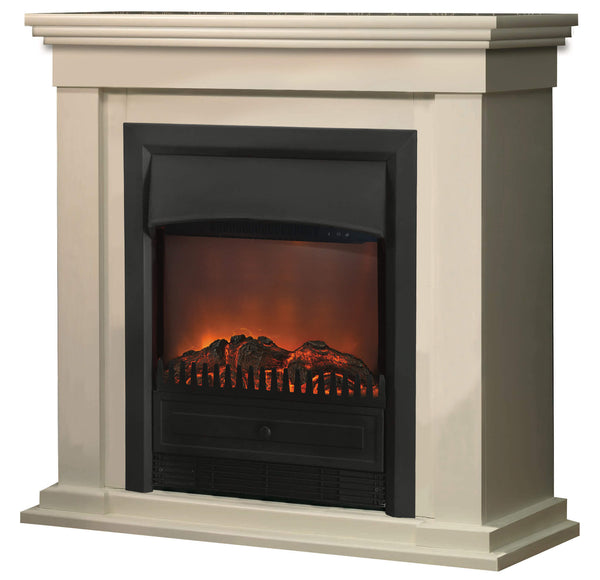 Camino Elettrico da Pavimento Effetto Fiamma 1800W Ruby Fires Calgary Lagos Bianco Crema acquista