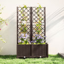 Fioriera con Traliccio per Rampicanti 80x40x135 cm 8 Fori di Drenaggio in PP Marrone   